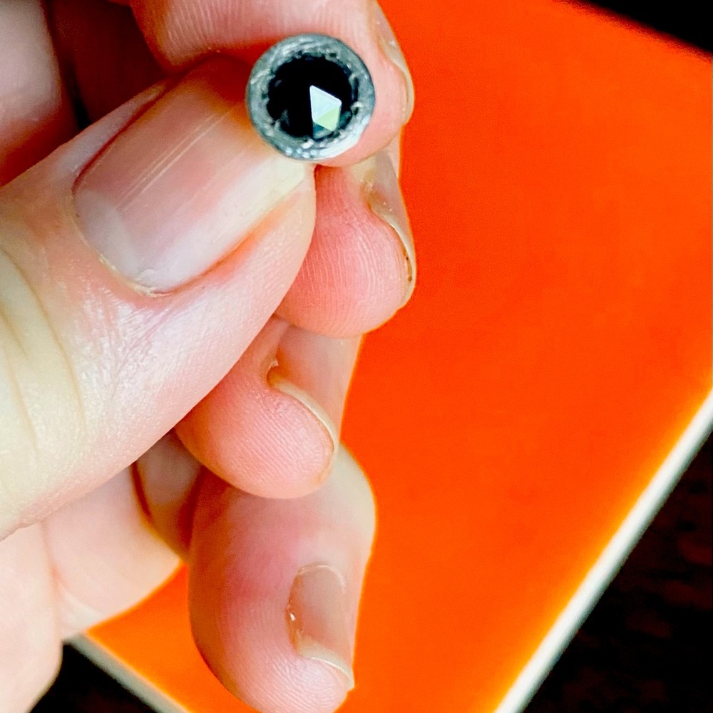 Black diamond sterling silver bezel earrings stunning!